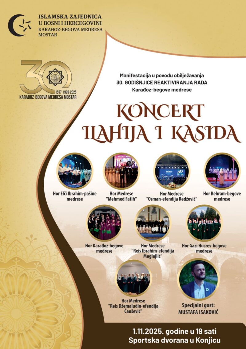 Karađoz-begova medresa obilježava 30 godina reaktiviranja koncertom ilahija i kasida u Konjicu