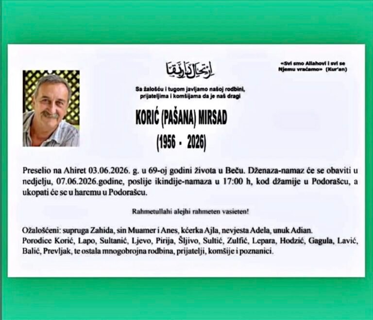 Smrtovnica: Korić (Pašana) Mirsad