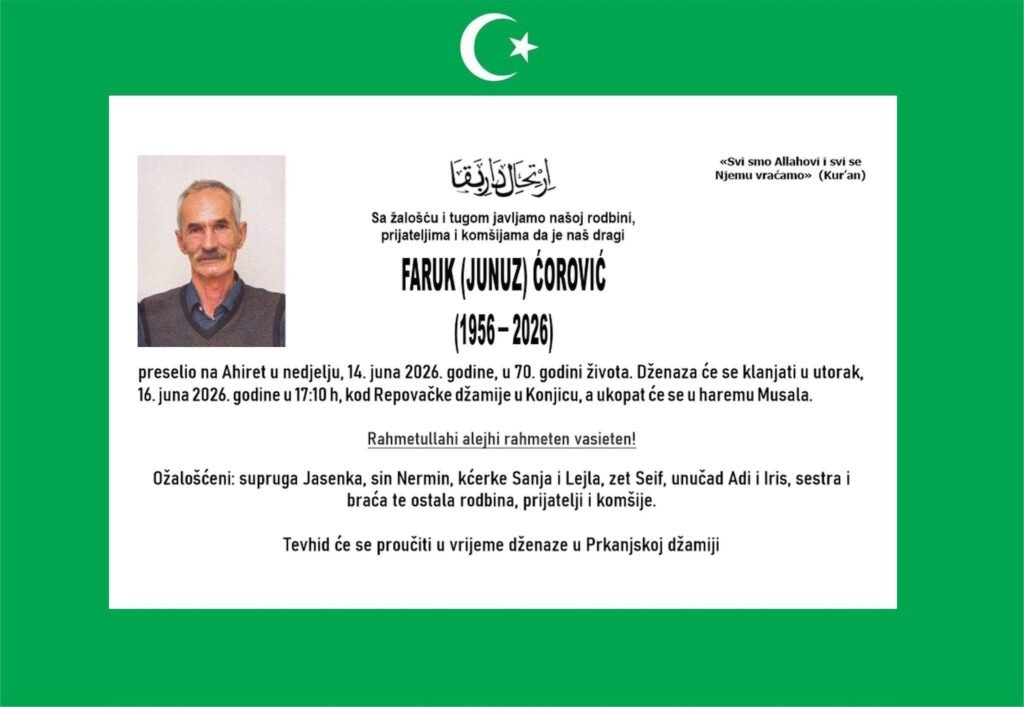Smrtovnica: Faruk (Junuz) Ćorović