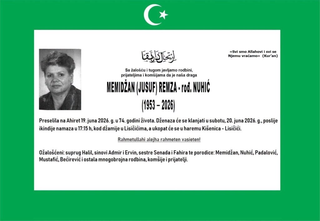 Smrtovnica: Memidžan(Jusuf) Remza – rođ. Nuhić