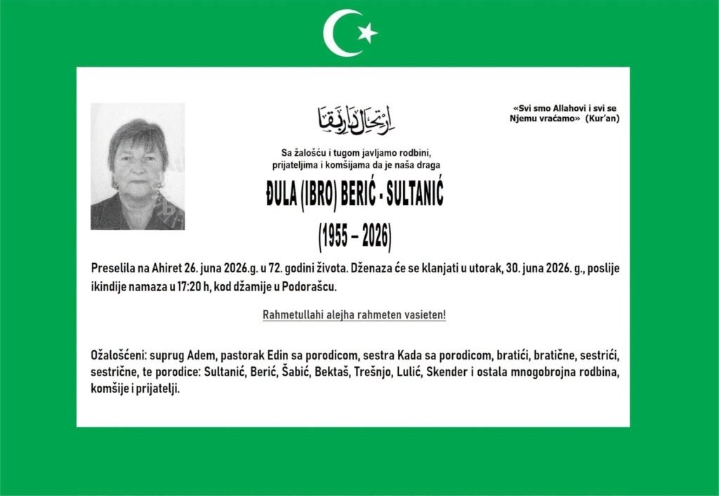Smrtovnica: Đula (Ibro) Berić-Sultanić