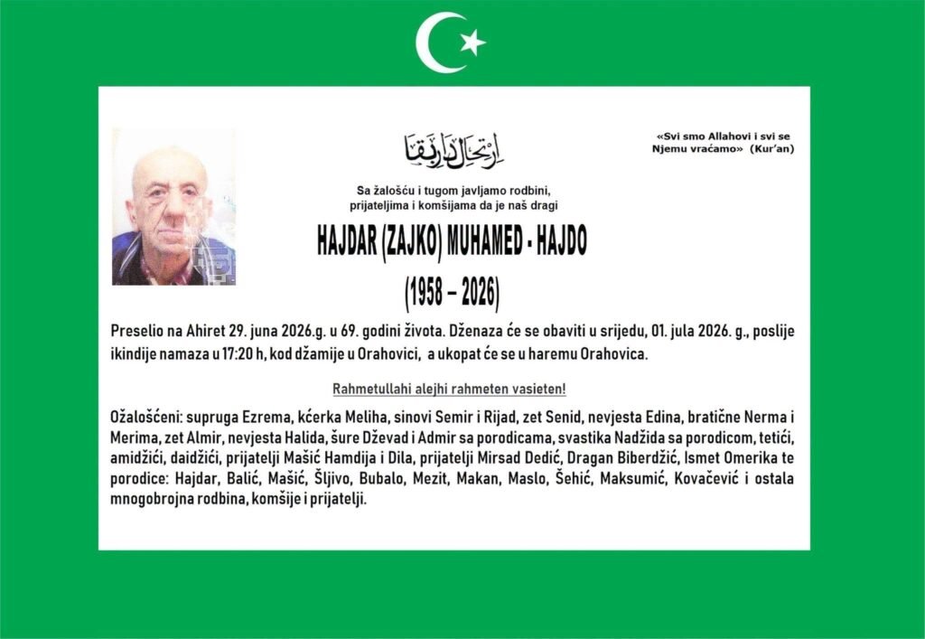 Smrtovnica: Hajdar (Zajko) Muhamed – Hajdo