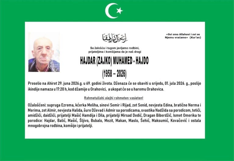 Smrtovnica: Hajdar (Zajko) Muhamed – Hajdo