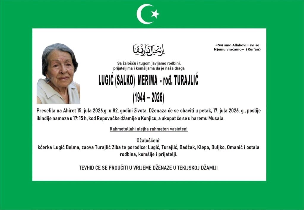 Smrtovnica: Lugić(Salko) Merima rođ.Turajlić