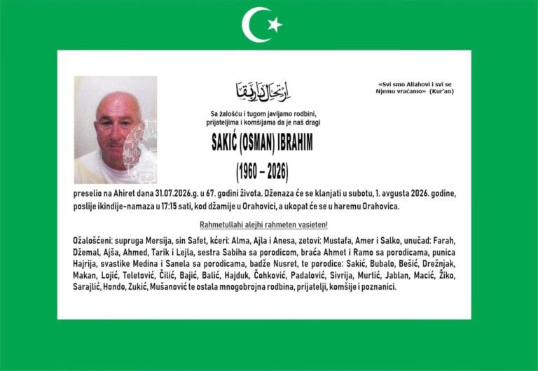 Smrtovnica: Sakić (Osman) Ibrahim