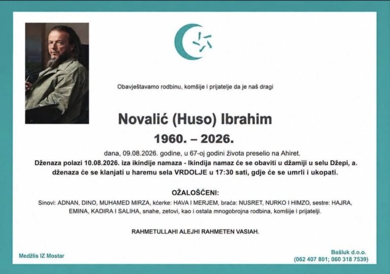 Smrtovnica: Novalić (Huso) Ibrahim