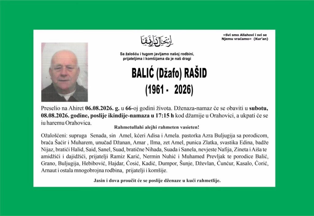Smrtovnica: Balić (Džafo) Rašid