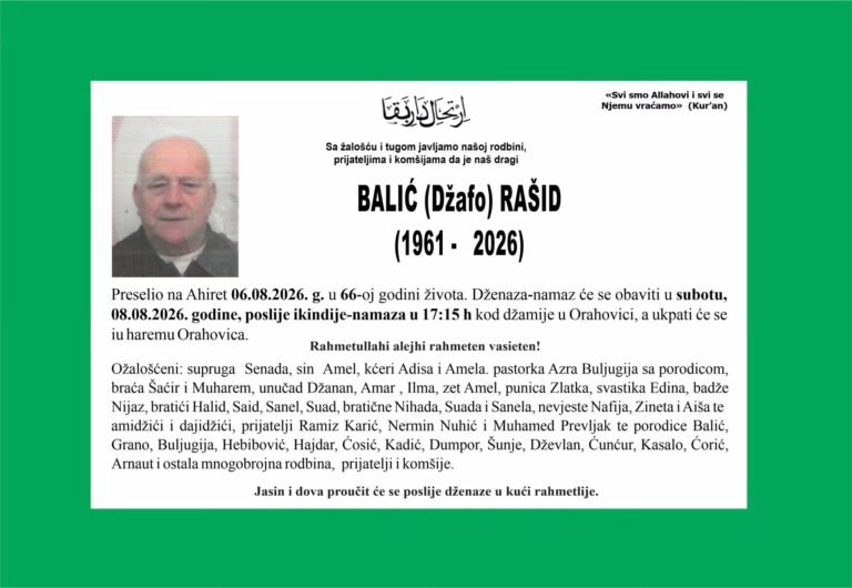 Smrtovnica: Balić (Džafo) Rašid