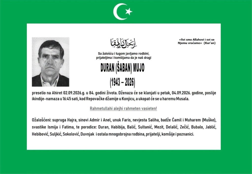 Smrtovnica: Duran (Šaban) Mujo