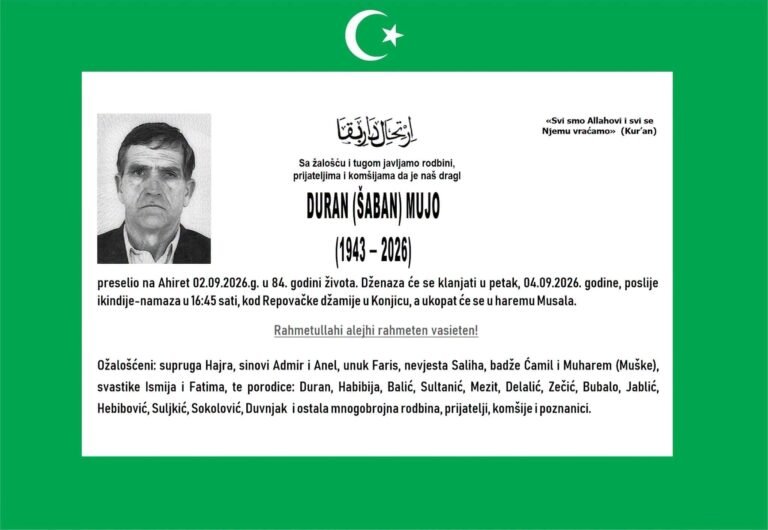 Smrtovnica: Duran (Šaban) Mujo