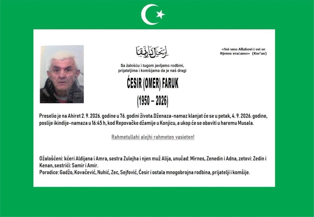 Smrtovnica: Ćesir (Omer) Faruk