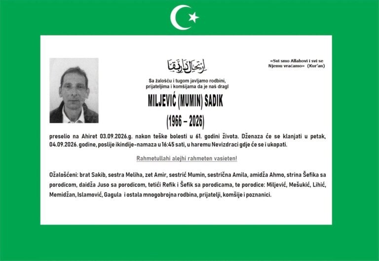 Smrtovnica: Miljević (Mumin) Sadik